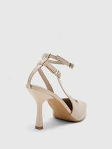 CUCCOO BIZCHIC Pointed Stiletto Apricot Mirror Ankle Strap Back Strap Women's High Heel Shoes Temperament Simple Fashion Versatile Commuter Dating Women's Shoes Women's Shoes - apricot patent leather - View 8