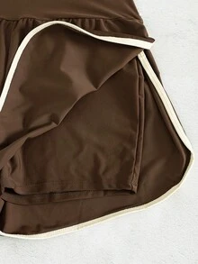 Swim Basics Quần short thể thao nữ Springbreak màu đen trắng phối viền tương phản, quần short đi biển. - Cà phê nâu - Xem 7