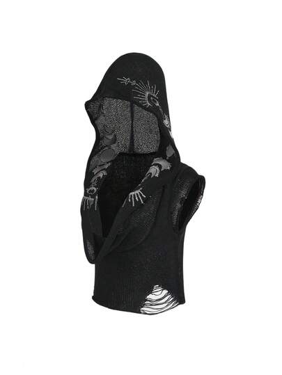 ROMWE Goth 暗黑嬉皮风星月刺绣女巫连帽披肩领加大码针织上衣