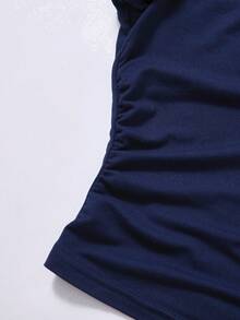 SHEIN Setelan 2 Potong Kasual Nyaman untuk Remaja Perempuan, Warna Biru & Putih: Kaos Lengan Pendek dan Celana Pendek - Royal Blue - View 4