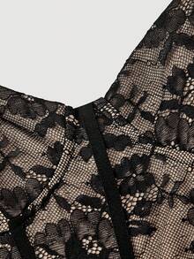 Skyraze Bustier Fishbone Tape Flared Jumpsuit Party Club Black Floral Summer - Black - View 6