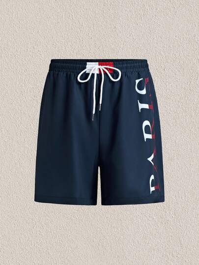 Mercer Haus Men's 3D Printed Casual Drawstring Waist Mesh Lined Swim Trunks, Quick Dry Beach Shorts, Fashionable Leisure Vacation Beachwear