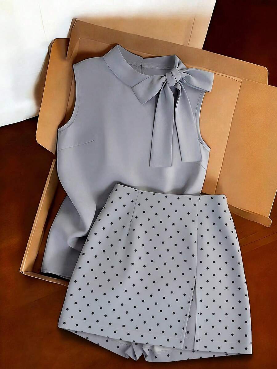 SHEIN Franclia Bộ đồ hai mảnh dành cho nữ - Xám - Xem 1