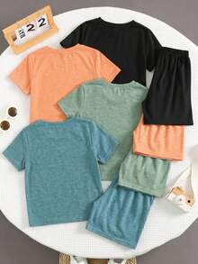 SHEIN Young BoyCasual Comfortable Versatile Loose Fit Short Sleeve Top And Shorts Set - Multicolor - View 3