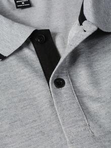 Manfinity Homme Áo polo nam tay ngắn cỡ lớn, phù hợp cho công sở và hoạt động ngoài trời. - Xám - Xem 7