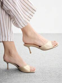 CUCCOO BIZCHIC 女士方头细高跟黑色休闲百搭凉鞋，性感迷人，适合约会、派对和夏季郊游，春季鞋履，春假、复活节、圣诞节皆宜。 - 金色2 - 查看 3