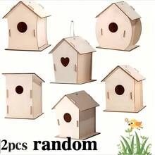 6 pièces Kit artisanal en bois non fini de nid d'oiseau DIY, comprenant le nid d'oiseau, la cage d'oiseau, la décoration suspendue, le pendentif et les fournitures pour fête et cadeaux, décoration de bureau, de jardin et de cour, de maison, de chambre, de vacances, texture lisse, convient pour l'hiver, le Nouvel An, les fêtes, la peinture DIY de pièces en bois, décoration de cadeau de vacances vivante - multicolore - Voir 15