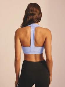 Aralina Áo tập thể dục dáng ngắn, dây đeo rộng, cổ yếm, kiểu racer back, màu đen, thích hợp cho mùa xuân hè. - Màu xanh nhạt - Xem 3