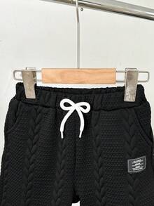 Genkimix Kids 男童提花背心短裤套装，黑色图案正面，舒适针织面料，休闲度假通勤风格 - 黑色 - 查看 6