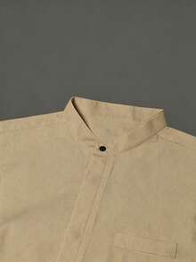 Calvornis Men's Solid Color Business Wrinkle-Resistant Moisture-Wicking Quick-Dry Formal Shirt, Spring/Summer, Ceremony - Khaki - View 6
