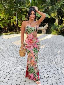 SHEIN SXY Váy in họa tiết gợi cảm khoét lỗ cho kỳ nghỉ - Nhiều màu - Xem 5