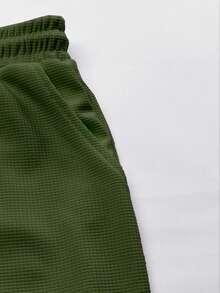 Genlund Olive Green Men's Summer Casual Vacation Holiday Sports Suit,Short Sleeve Top And Shorts Set,Soft Comfortable Fabric,Outdoor Fitness Birthday Gift - Army Green - View 4