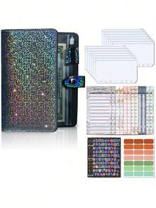 1pc Budget Planner Loose Leaf Notebook, PU Cover With Starry Sky Design, Includes Zipper Pouch, Budget Worksheet, Cash Organizer, Expense Tracker And Savings Planner For Financial Planning, Cash Management And Savings Challenge,School Supplies,Back To School - Multicolor - View 20