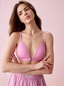 Bonmuse 3pcs Multi-Color Set: Front Closure Wireless Bra With Removable Pads, Women's Lingerie Bra With Detachable Straps For Versatile Styling - Spaghetti Strap Bra, Criss-Cross Back Bra, And Spaghetti Strap Bra (Suitable For A-C Cup)For Summerfor Summer - Multicolor - View 5
