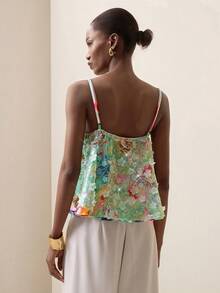 Briarwyn 薄荷绿碎花吊带背心，优雅时尚新款上衣 - 綠色 - 查看 2