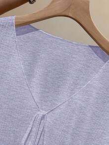 Resyla Vestido camisero con adorno de encaje, chaqueta de punto de manga larga ligera para protección solar de verano para mujeres - Morado - Ver 5