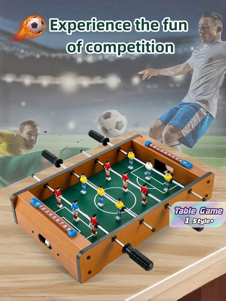 Juego de futbolín de mesa de madera en miniatura para 2 jugadores, fútbol de escritorio para diversión familiar, actividad de ocio para adultos, ideas de regalo para temporada festiva y cumpleaños, imprescindible para noches de juegos en casa - Marrón - Ver 1