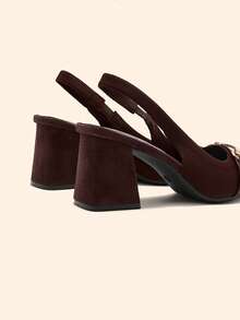 CUCCOO BASICS Women's Shoes Fashion Dark Brown Pointed Thick Heel Empty High Heel Shoes Suitable For Commuting, Dating, Parties, Weddings And Other Occasions To Wear - Coffee Brown - View 5