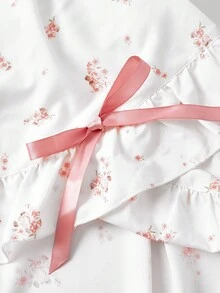 SHEIN MOD 大尺碼女款白色花卉印花荷葉邊裙擺裙，復古可愛曲線分層裙，適合夏季派對、茶會、節慶、鄉村音樂會 - 彩色 - 查看 5