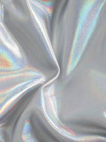 SHEIN Swim Metallic Silver Bikini Basic Casual Swimwear Top 2 Pieces Set - Multicolor - View 5