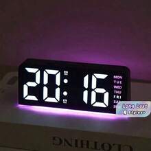 1pc Multi-Color Base Digital Multi-Function LED Alarm Clock, USB Digital LED Display Electronic Alarm Clock, Displaying Temperature Date Sleep 12/24 Hour Time, Home Decor, Bedroom Decor, Dimmable Brightness (Batteries Not Included), Home Decoration, Room Decor, Holiday Gift, Birthday Graduation Gift - Multicolor - View 1