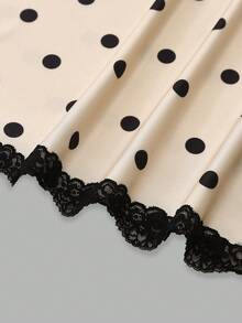 Qadelle Vestido corto de mujer con espalda anudada y encaje, diseño de lunares, informal, sexy y lindo, perfecto para viajes, citas, vacaciones, banquetes y fiestas - Albaricoque - Ver 5