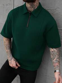 Manfinity CasualCool Áo Polo nam thiết kế phối mảnh, thời trang và đa năng, phù hợp mặc hàng ngày. - màu xanh lá - Xem 5