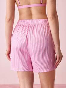 Bonmuse Bộ 3 món quần dài kẻ sọc cổ điển dành cho nữ, quần short, quần mặc nhà thoải mái, thích hợp cho mùa xuân/hè. - Nhiều màu - Xem 2
