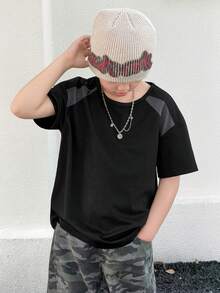 Dazy Kids Summer Design Sense High-End Short Sleeve T-Shirt For Boy & Toddler Boys (Plus Size) - Black - View 5