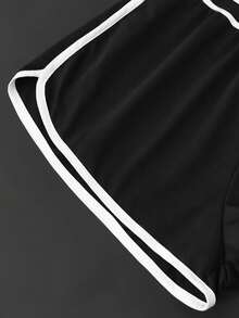 GlowEve CURVE Plus Size Women Zip-Up Hooded Vest And Shorts Casual 2 Pieces Set Formal Gym Black And White Summer - Black and White - View 3