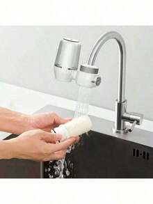 1Pc Sink Water Filter, Faucet Water Filter (No Light), Activated Carbon Faucet Water Filter To Remove Chlorine, Limescale, Heavy Metals And Odor - White - View 9