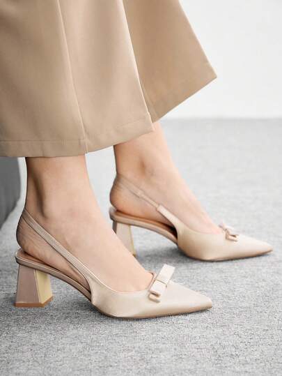 CUCCOO BIZCHIC Damenschuhe neue Mode spitz zulaufende Zehenpartie, farbige gewürfelte Schleife, dicker Absatz, Pailletten-Kombination Absatz Sandalen, Slip-On, für Pendeln, Dating, Hochzeit, Party, Urlaub, Valentinstag, elegante Temperament Damenschuhe