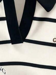 Teen GirlAllover Print Polo Shirt, Contrast Striped Cherry Print Short Sleeve Casual Slim Fit Tops, Retro Classic Comfortable Versatile For Spring, Summer, Autumn, Winter - Multicolor - View 5