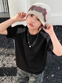 Dazy Kids Summer Design Sense High-End Short Sleeve T-Shirt For Boy & Toddler Boys (Plus Size) - Black - View 1