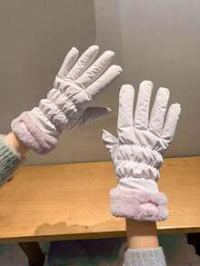 1 Pair Thermal Lined Winter Gloves Touchscreen Compatible Windproof Design Motorcycle Riding Essential Christmas Stocking Fillers Holiday Gift For Women Outdoor Sports Must Haves - multicolor - View 16