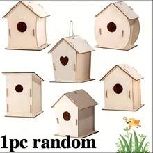6 pièces Kit artisanal en bois non fini de nid d'oiseau DIY, comprenant le nid d'oiseau, la cage d'oiseau, la décoration suspendue, le pendentif et les fournitures pour fête et cadeaux, décoration de bureau, de jardin et de cour, de maison, de chambre, de vacances, texture lisse, convient pour l'hiver, le Nouvel An, les fêtes, la peinture DIY de pièces en bois, décoration de cadeau de vacances vivante - multicolore - Voir 14