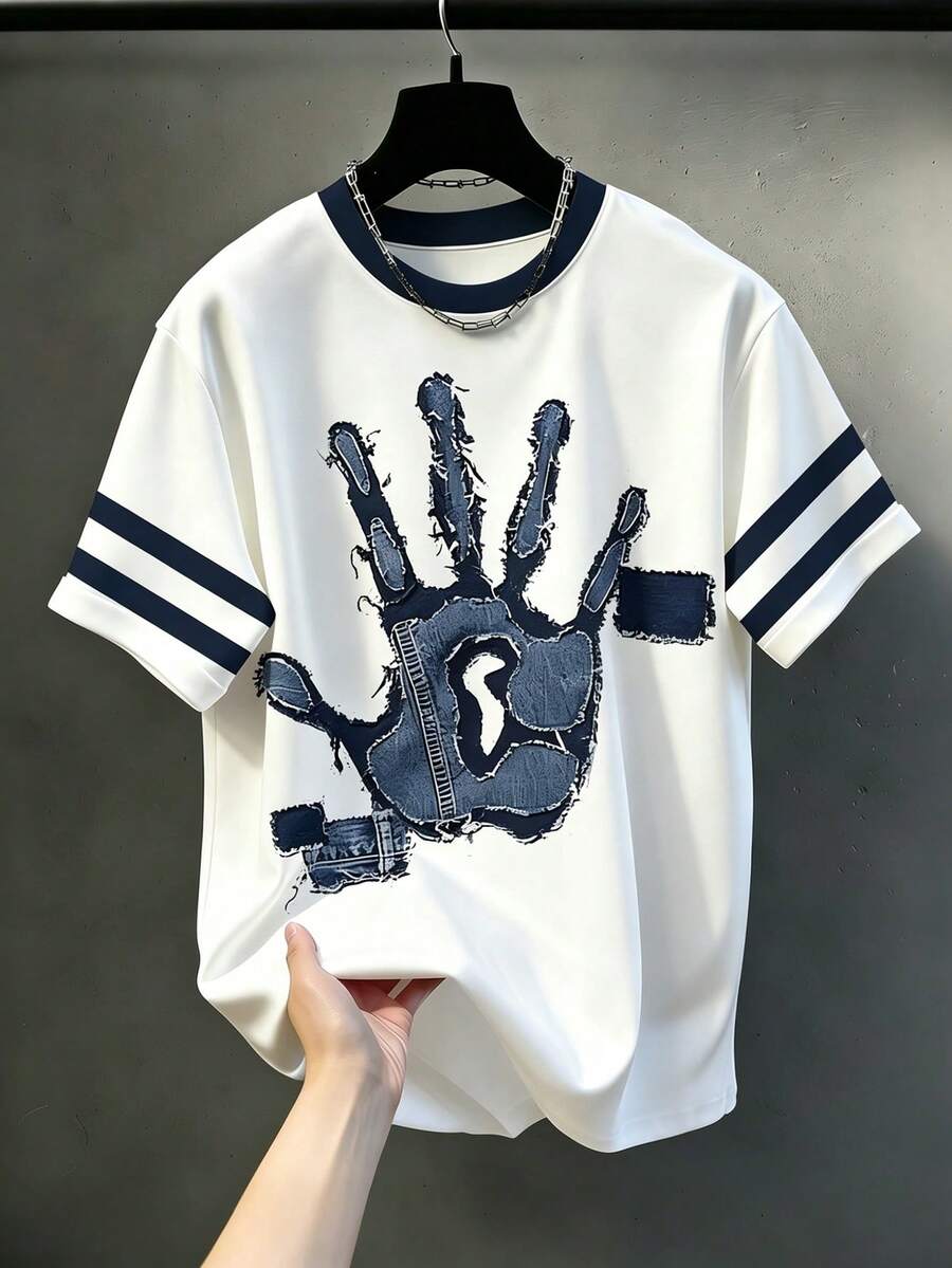 KRYTIVO Duck Pattern Print Design On Abdominal Muscles, Men's Fashionable Summer Casual Sportswear, Men's Top - White - View 1