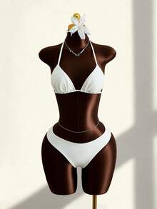 Bộ bikini và váy quấn 4 món in họa tiết cá nhân hóa mới mùa hè 2026, gợi cảm cho kỳ nghỉ biển. - Màu be - Xem 6