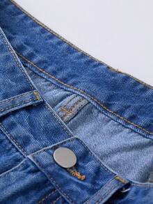 GlowEve Chân váy denim ngắn nữ mùa hè, kiểu dáng thường ngày, phù hợp đi nghỉ mát và đi làm, với viền ren xếp ly tương phản. - Màu xanh lam - Xem 5