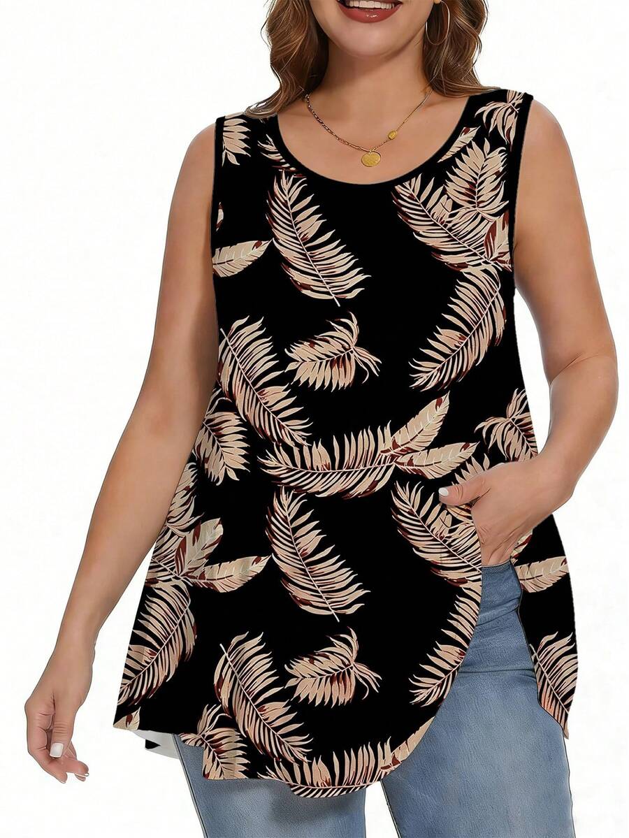 SHEIN LUNE Áo vest nữ thời trang họa tiết lông vũ, thích hợp cho đi làm, đi nghỉ mát và mặc hàng ngày. Đây là kiểu áo dành cho mùa xuân và mùa hè, món quà lý tưởng dành cho chị em gái và mẹ, một chiếc áo kiểu dáng giản dị và sành điệu. - Nhiều màu - Xem 1