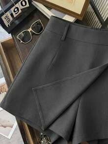 Franclia French Fashion Dark Grey Women's Super Short Shorts With Back Zipper - Dark Grey - View 4