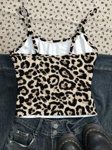 Camiseta de tirantes ajustada con estampado de leopardo minimalista y retro para adolescentes, ideal para vacaciones en la playa, #Coconutgirl, estilos cómodos de primavera y verano, tops, vacaciones relajadas, estilo Y2K Coconutgirl Boho Vacaciones Springbreak Brunch-Ready Baby Blue Girls Trip, estilos cómodos de primavera y verano, comodidad fácil, tops con estampado de leopardo, ropa de chica adolescente, estampado de leopardo, estampado de guepardo - Multicolor - Ver 2