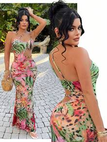 SHEIN SXY Váy in họa tiết gợi cảm khoét lỗ cho kỳ nghỉ - Nhiều màu - Xem 6
