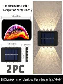 1PC/2PCS Solar Powered Wall Light With 8/10LED, Royal Castle Design, For Villa Outdoor Landscape, Waterproof Ambience Wall Decoration For Terrace And Patio, Up & Down Lighting Garden Decor - Multicolor - Ver 23