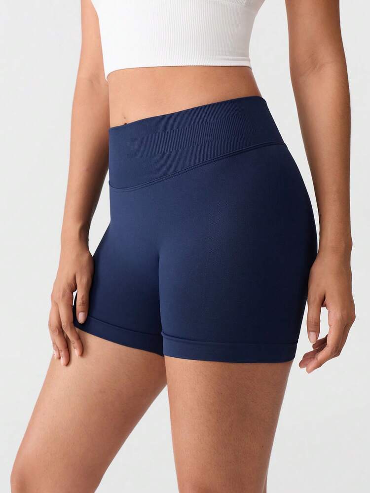 Loungeista Quần short cạp cao kiểm soát bụng, quần short nâng mông ẩn dáng ôm, quần short đạp xe (thiết kế đường cong), quần lót boyshort nữ, đai nịt eo, thiết kế đường cong size lớn, quần short đen, quần short ôm, quần short thể thao cho mùa hè - Màu xanh hải quân - Xem 5