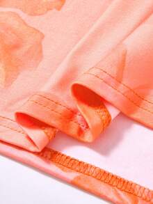 SHEIN Đầm maxi dáng ôm màu cam dệt kim không tay, lưng chéo, in hoa, dành cho thiếu nữ, thích hợp mặc đi nghỉ mát, mùa xuân/hè. - trái cam - Xem 7