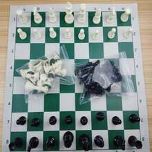 Bộ cờ vua quốc tế, bàn cờ xanh trắng, quân vua đen trắng, mang tính giáo dục và giải trí, quà tặng Halloween/Lễ Tạ ơn/Giáng sinh, trò chơi dành cho người lớn, thích hợp cho các bữa tiệc Halloween/Giáng sinh/Lễ Tạ ơn. - màu xanh lá - Xem 4