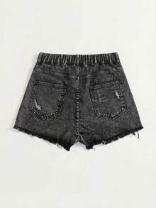 Breezaya Quần short denim rách gấu dành cho nữ cỡ lớn - Xám - Xem 2