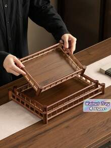 1 Khay gỗ óc chó có tay cầm, dùng để đựng thức ăn, đồ ăn nhẹ, đồ uống, sushi, bít tết, pizza, món tráng miệng, bánh ngọt, bánh mì, khay ăn sáng, khay cà phê, khay trà, đĩa đựng đồ nguội. - Màu Tím - Xem 1
