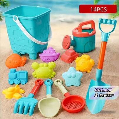 Bộ đồ chơi bãi biển 14/16 món cho trẻ em Xẻng Nước Chơi Giáo dục Hoạt hình Mùa hè Ngoài trời Lâu đài cát Hồ bơi Vui vẻ Bền bỉ Di động Nhiều màu sắc Quà tặng Phiêu lưu Học tập